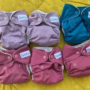 Set of Six GroVia All-in-One Cloth Diapers Newborn
